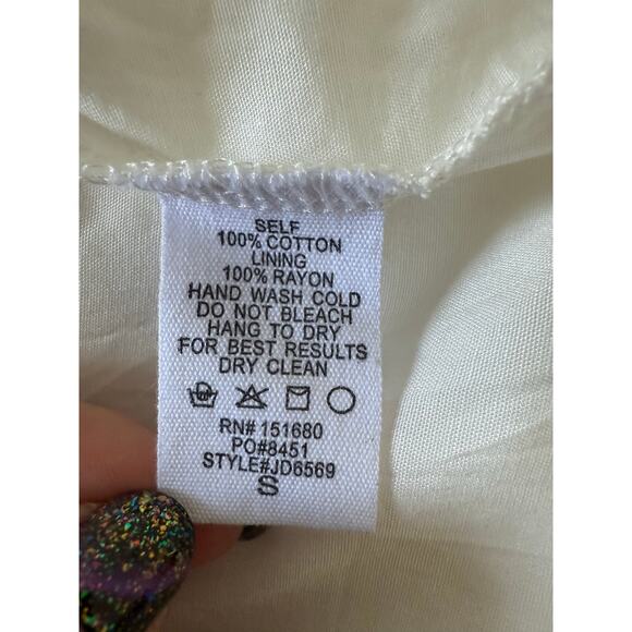 Storia Smocked Waist White Cotton Midi Dress Size Small - Picture 5 of 6